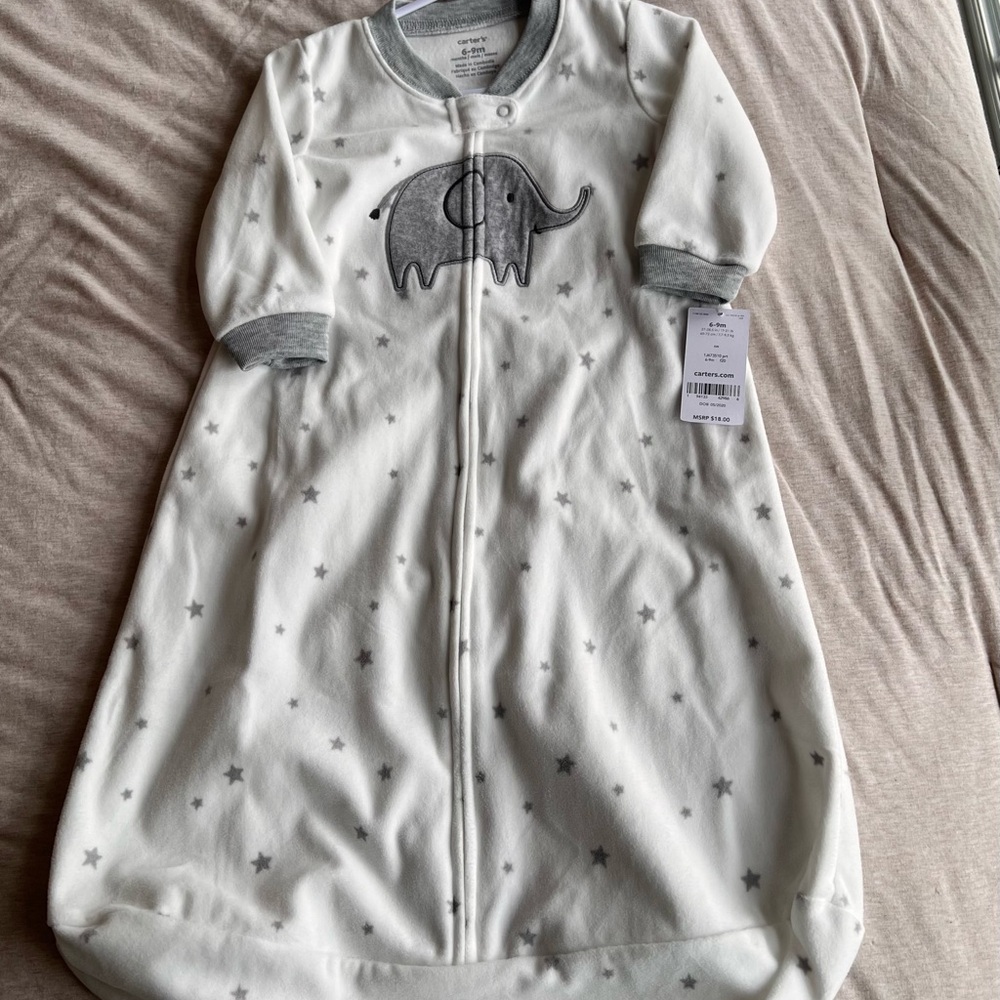 Carter's Elephant Star Sleep Sack - White and Gray